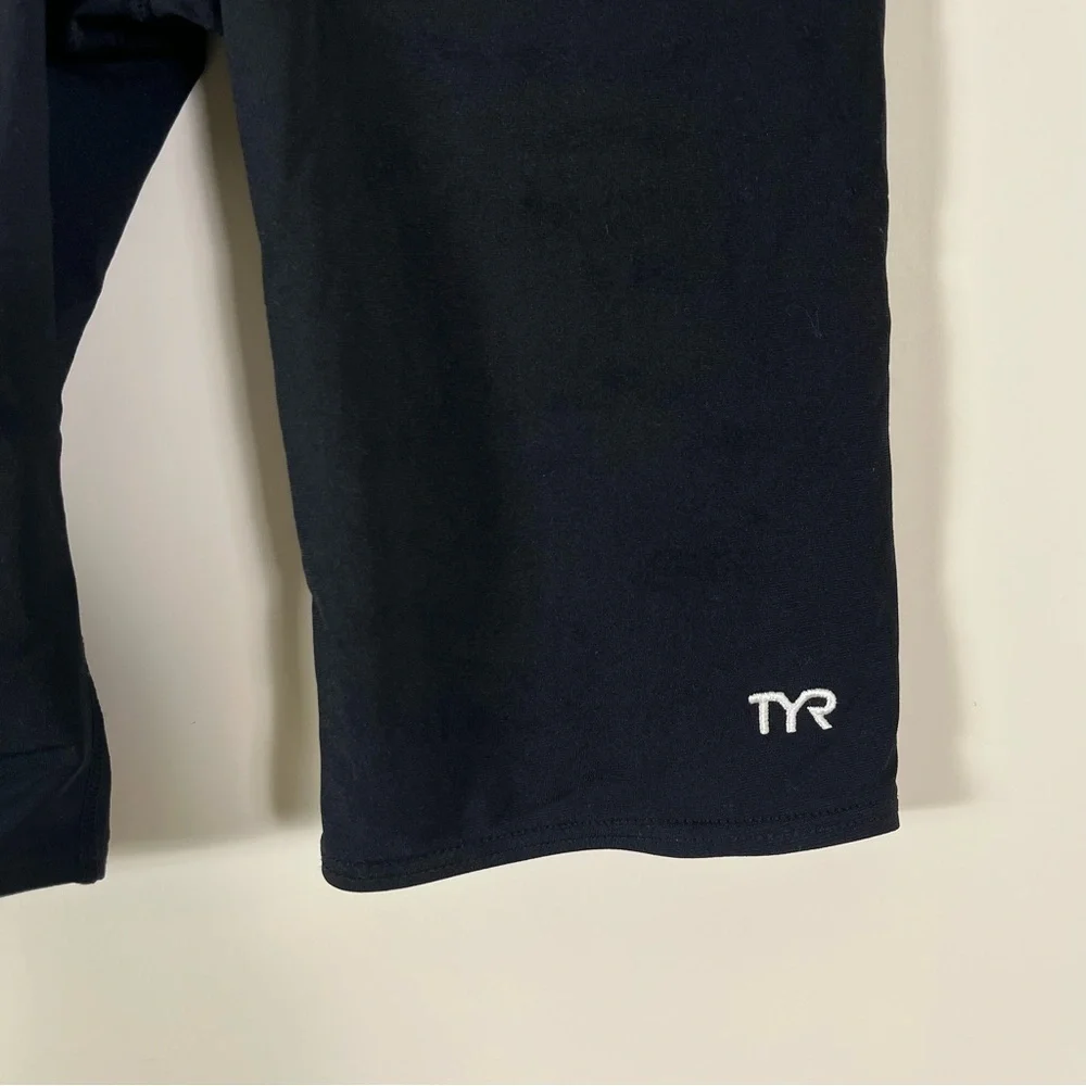 TYR Boys Durafast Elite Jammer Swimsuit Solid Black Swim Size 26****